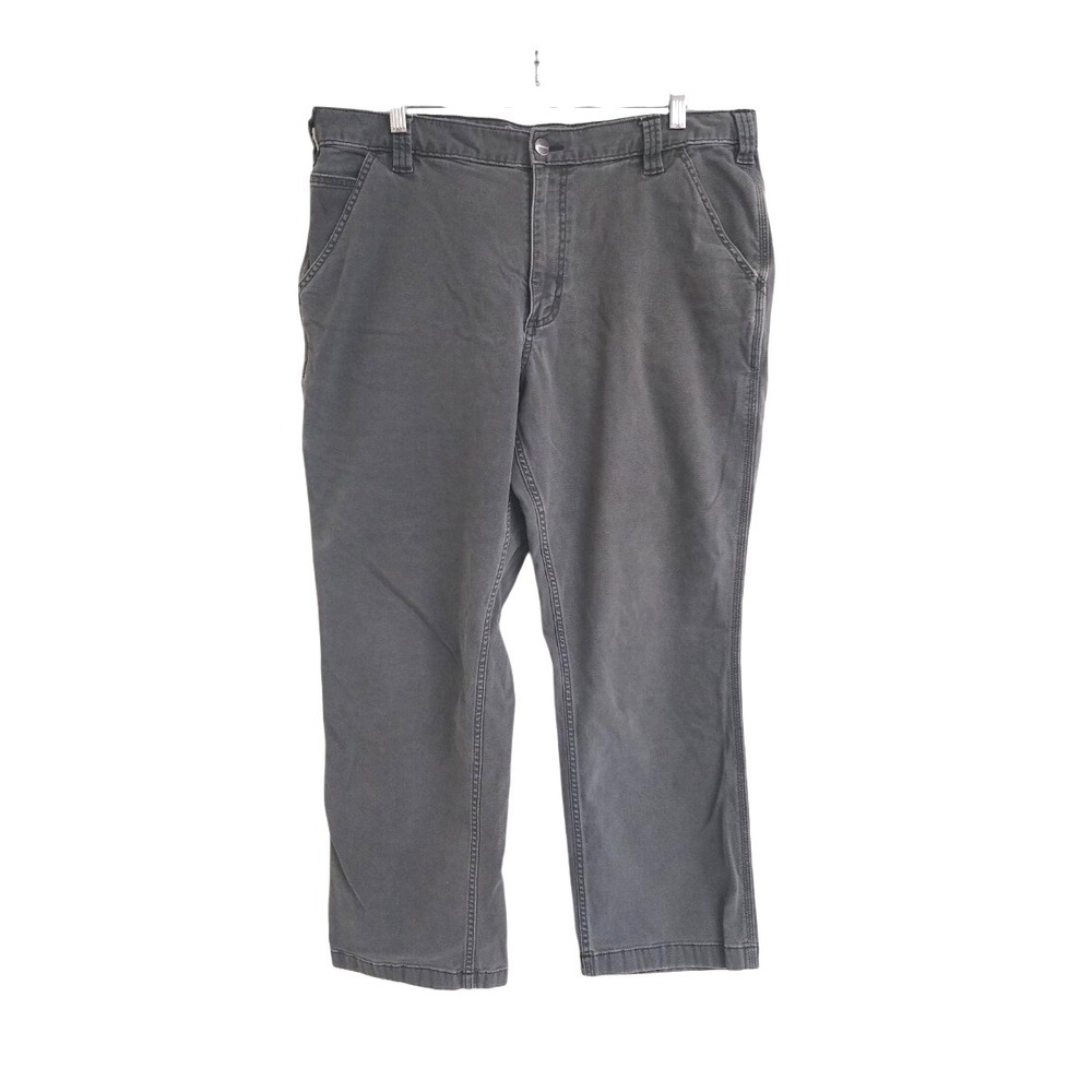 Carhartt Relaxed Fit Rugged Flex Gray Pants work canvas Mens Size 38x30 Straight